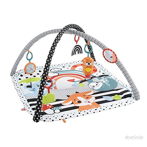 Fisher Price 3 i 1 babygym, lekset för nyfödda med sensoriska leksaker, ljus och ljud lek på mage, Glow and Grow gym musik, HPF39 194735157129