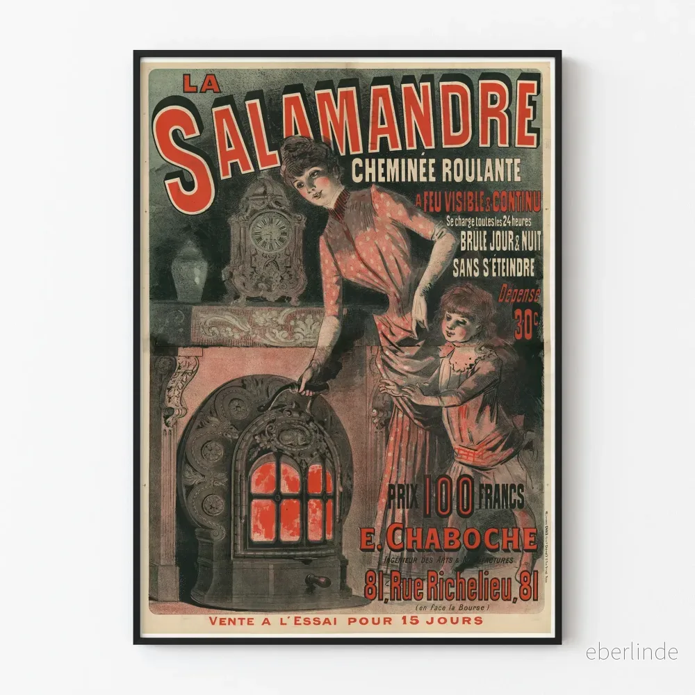 Vintageposter La Salamandre Rullande Kamin