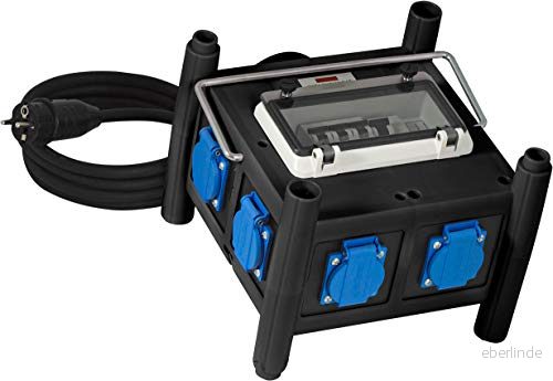 Brennenstuhl byggarbetsplats BD 6M/16, med 6 ventiluttag och 5 m kabel (IP44), tillverkad i Frankrike 3281856600065