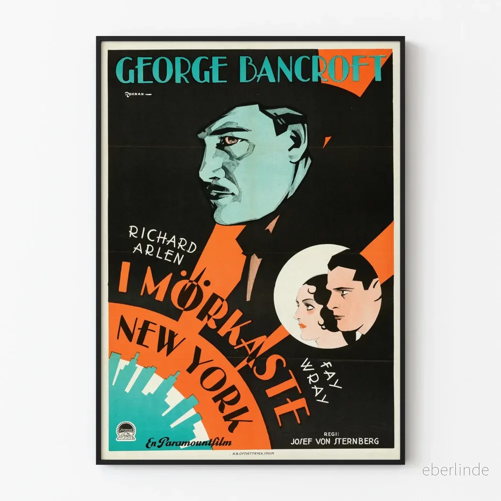 Vintageposter I Mörkaste New York - Retro filmväggdekoration