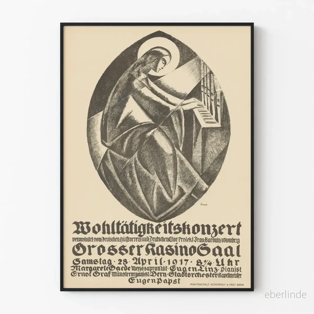 Vintageposter för välgörenhetskonsert i art déco-stil