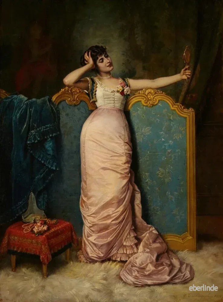 Målning Admirant sin utseende - Auguste Toulmouche | Konsttryck - Bild 2