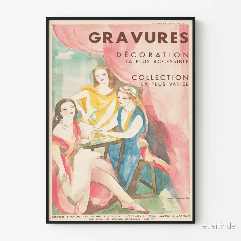 Vintageposter Gravyr Dekorativ Väggkonst 1937