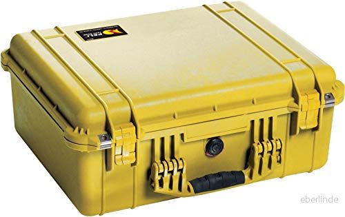 PELI 1550 professionell stötsäker låda, IP67 vatten och dammtät, 33 liters kapacitet, tillverkad i Tyskland, inget skum, gul 19428022358