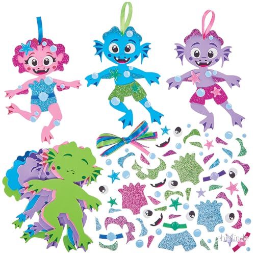Baker Ross FN085 Mix & match kit med havsmonster 8 pack, dekorativa pysselkit för barn 5063067010417