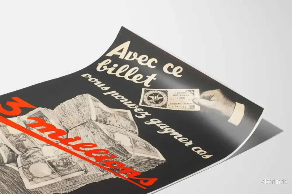 Vintageposter Loterie Nationale - Vinn 3 miljoner - Bild 3