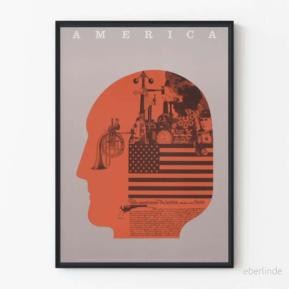Dekorativ poster med profil och symboler från Amerika Dekorativ poster med profil och symboler från Amerika