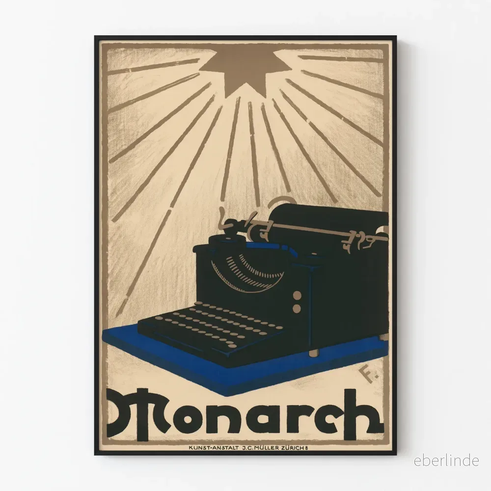 Vintage poster av skrivmaskinen Monarch för väggdekoration