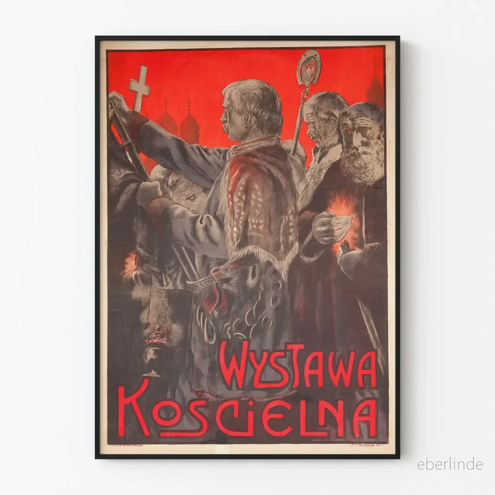 Vintage kyrkoutställningsposter för väggdekoration