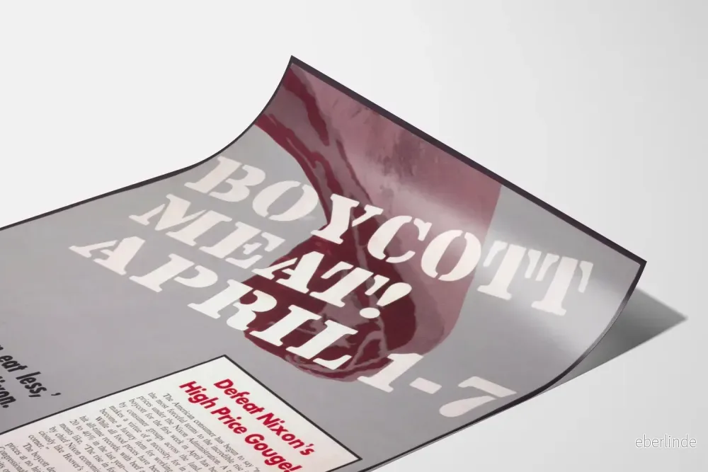 Vintageaffisch Boycott Meat Avril - Engagerad Väggdekoration - Bild 3