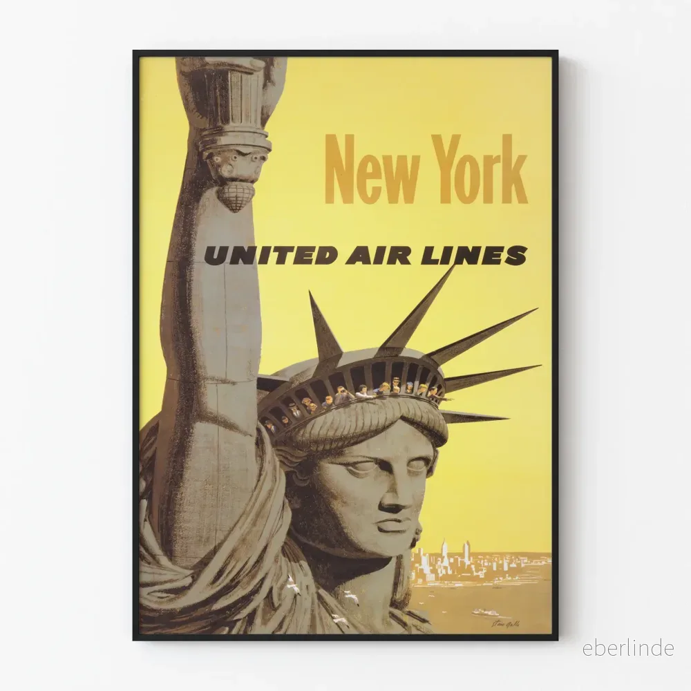 Vintageposter New York United Air Lines väggdekoration