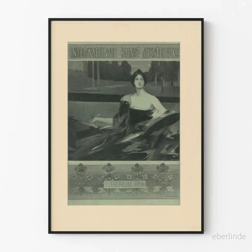 Vintage affisch av kvinnlig konstnär - Internationell konstutställning Berlin 1896