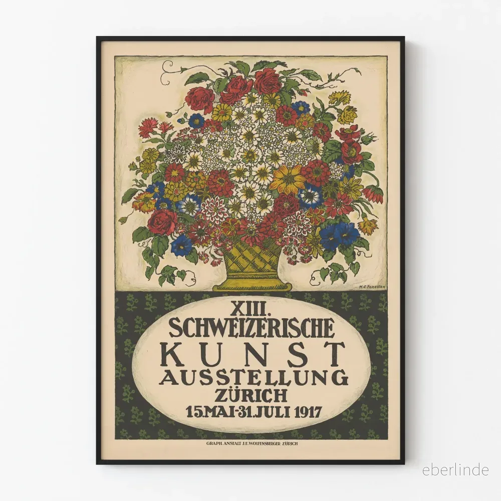 Vintageaffisch för schweizisk konstutställning Zürich 1917