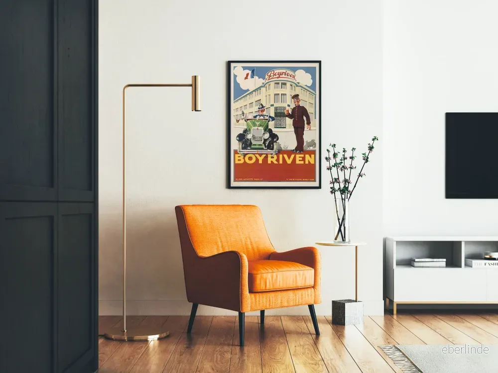 Vintage reklamposter Boyriven 1931 bil och byggnad Art déco - Bild 2
