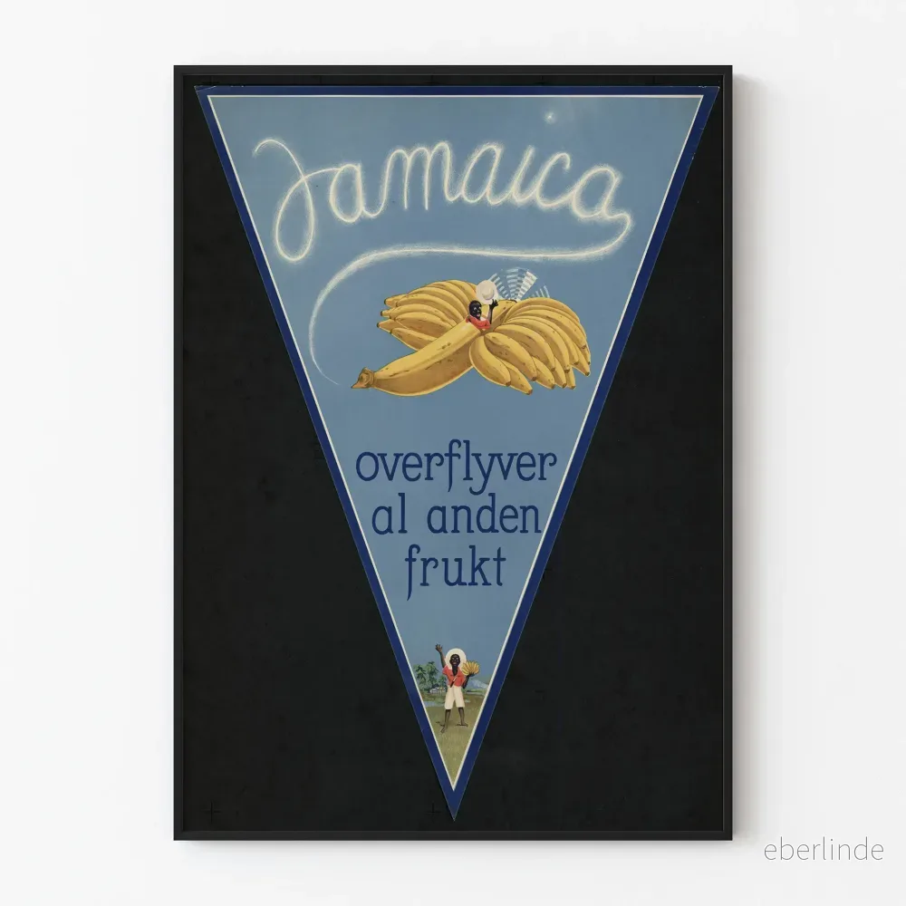 Vintageposter med bananer från Jamaica för väggdekoration