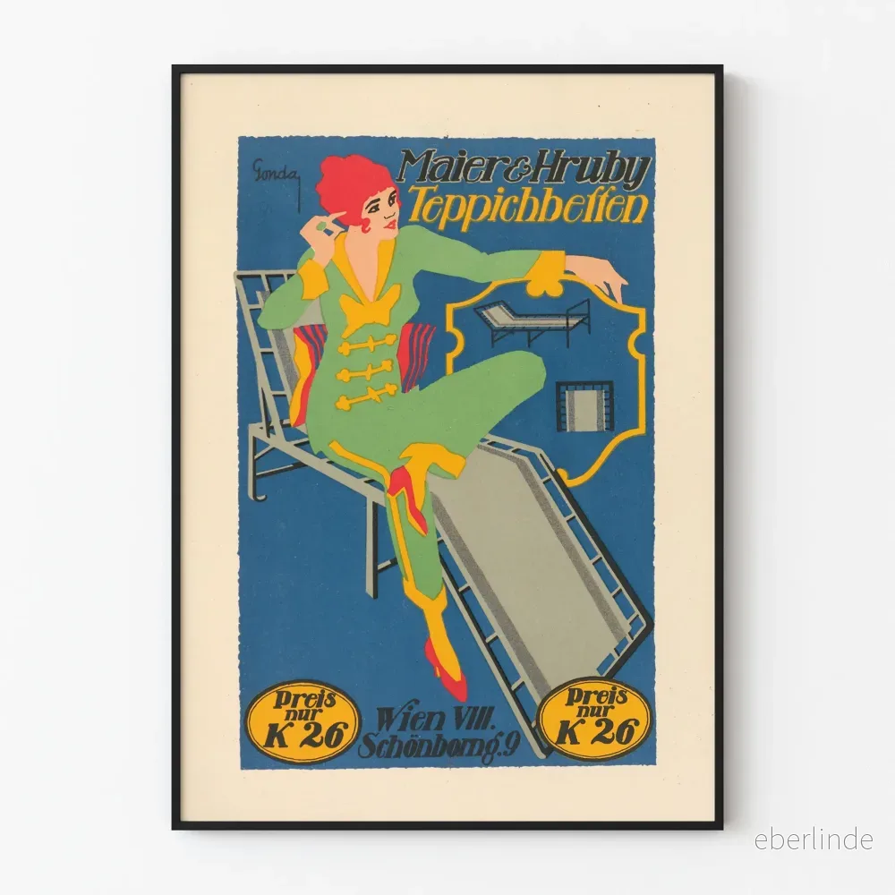 Vintageposter Maier & Hruby för möbler Teppichbetten