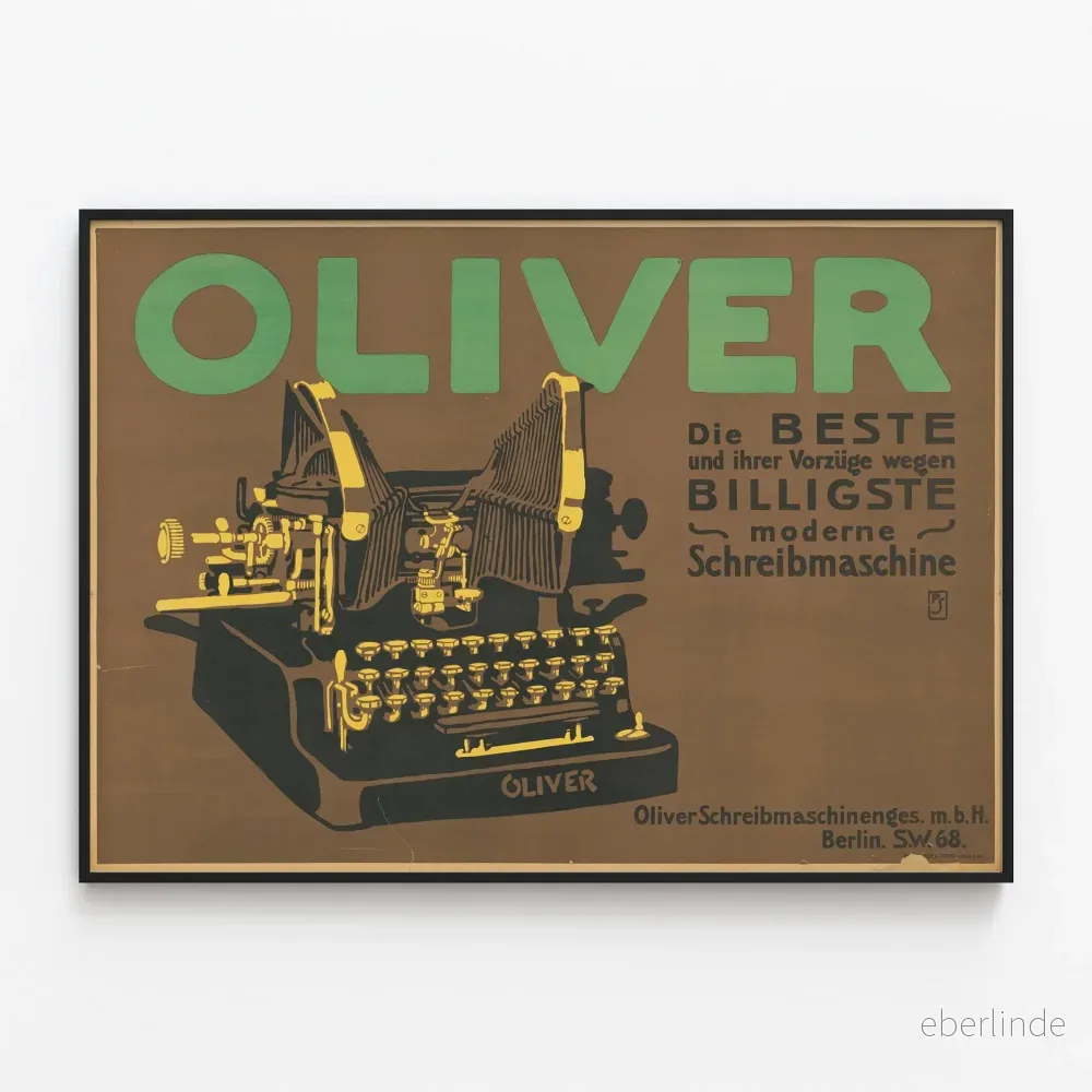Vintage affisch skrivmaskin OLIVER Vintage affisch skrivmaskin OLIVER