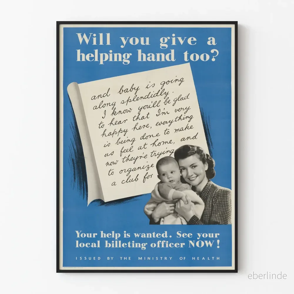 Vintageposter Hjälp och Solidaritet med Bebis
