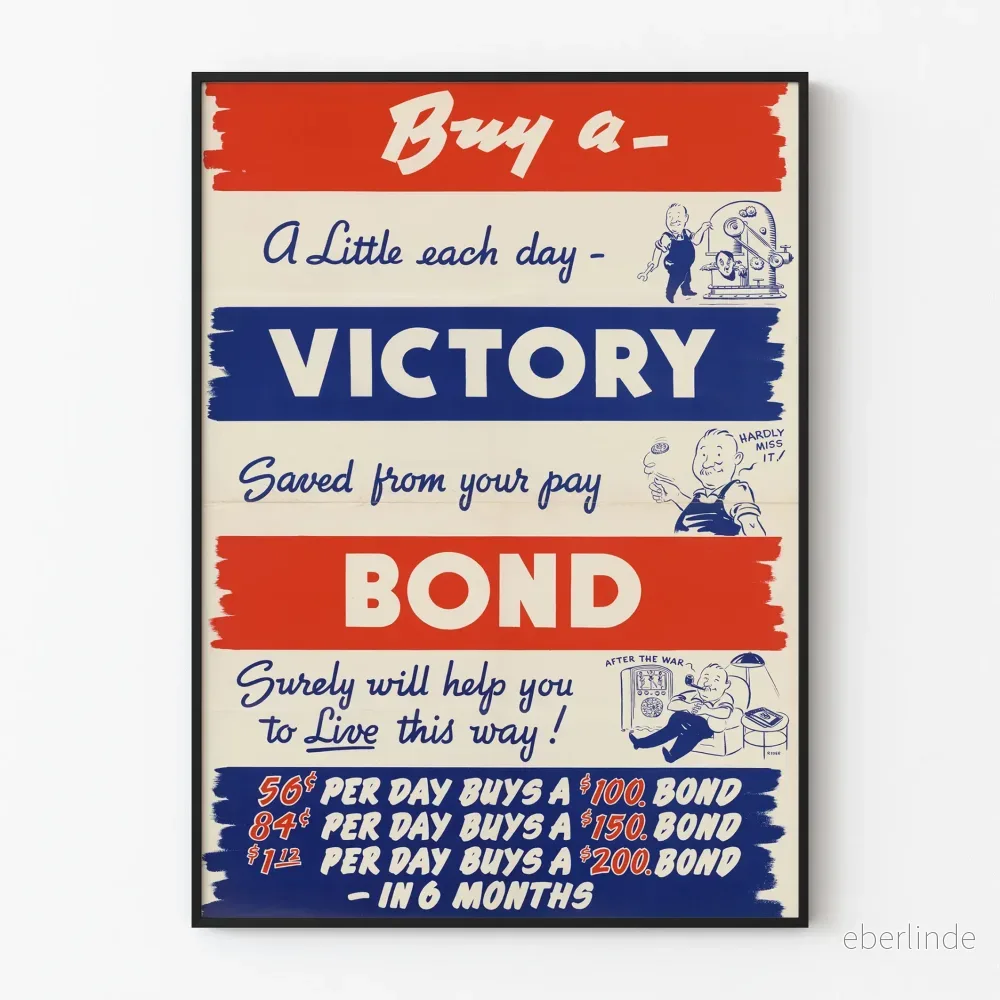 Vintageposter Köp en segerobligation patriotisk väggdekoration
