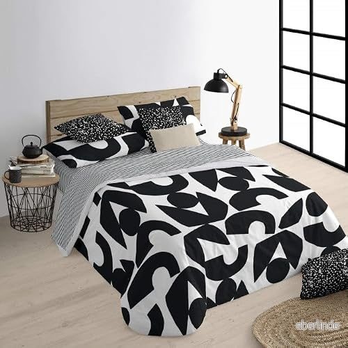 BELUM Påslakan för säng 105 (180x220 cm) Tyg: 100% ekologisk bomull. 175 trådar. Oeko Tex certifierad Modell: Tansen Black 8434563093438