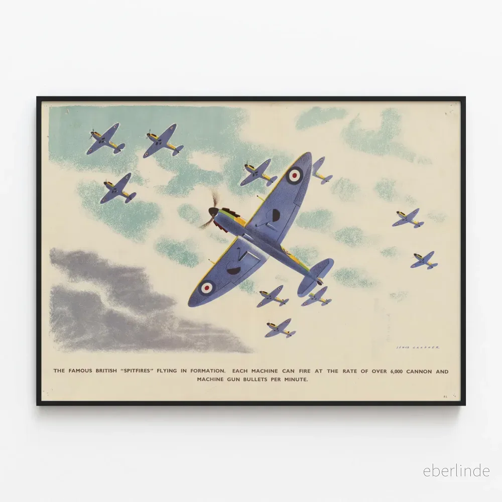 Poster Spitfires Britanniques i flygformation Poster Spitfires Britanniques i flygformation