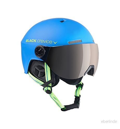 Black Crevice Unisex vuxen, blå/lime/visir silver, skidhjälm Gstaad med visir, S (5153), 5153 cm 9120075055819