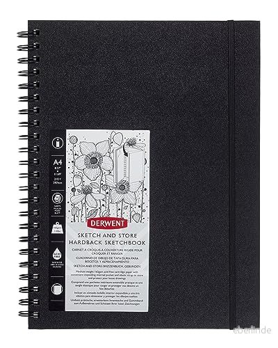 Derwent Sketch & Store Inbunden Skissbok, Stående A4 format, Perfekt för att Teckna och Rita, 56 Ark, Syrafritt Papper, Ringbunden Rygg, Konstnärskvalitet, 2102178 5028252270977