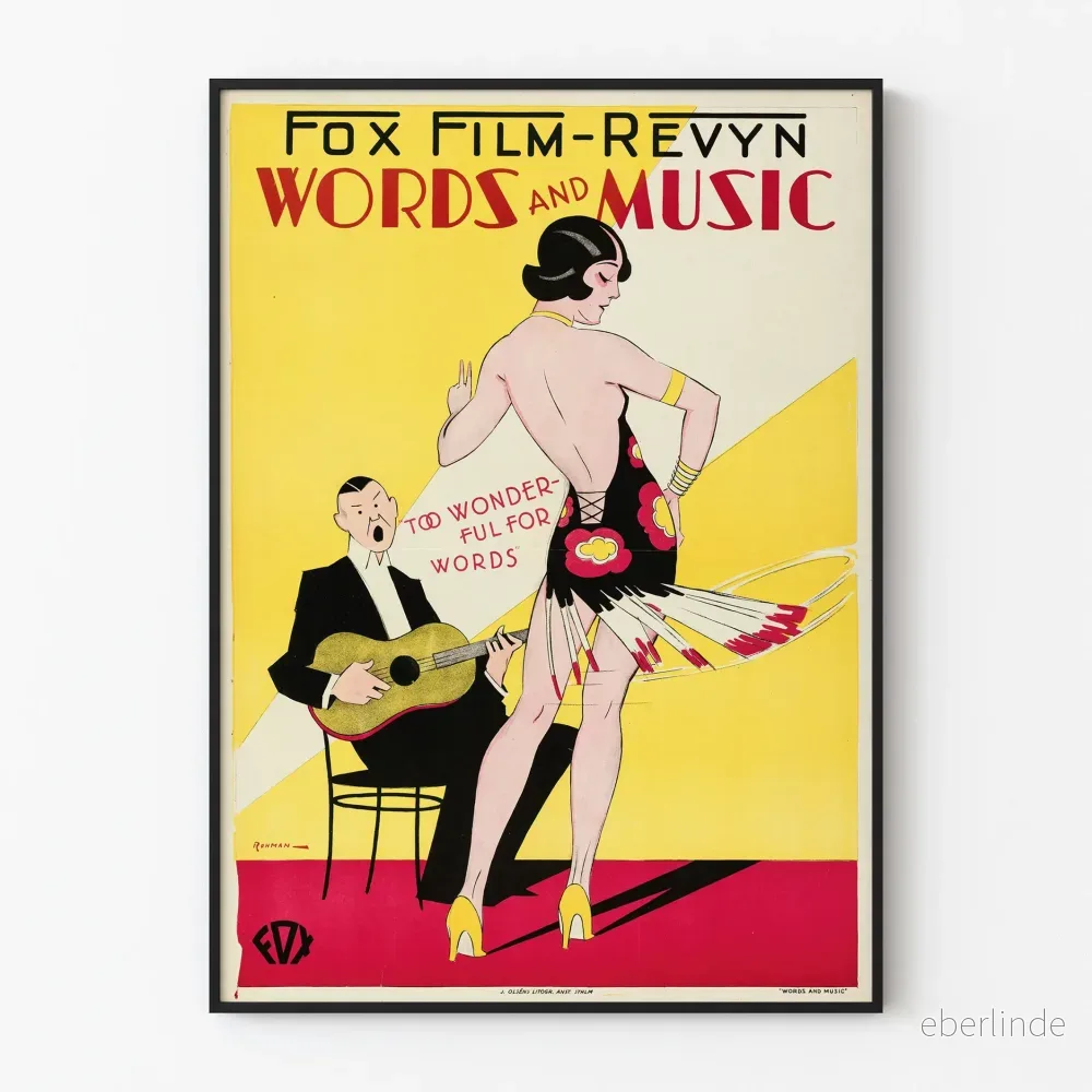 Vintageposter med ord och musik – väggdekoration i retrostil