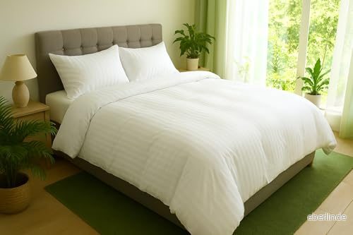 blanrêve Hot de satin randig 400 g/m² 240 x 220 cm täcke, mikrofiber, vit, 3245841530300