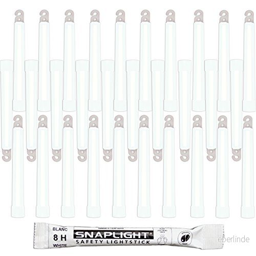 Cyalume SnapLight ljusstavar i vitt (förpackning med 30) 15 cm lysande pinnar krok änden ultra ljusa ljuspinnar en ljustid på 8 timmar 3700208456582