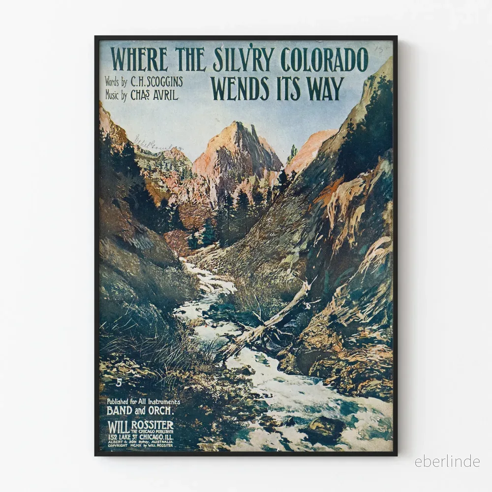 Vintageposter av Coloradofloden i bergen