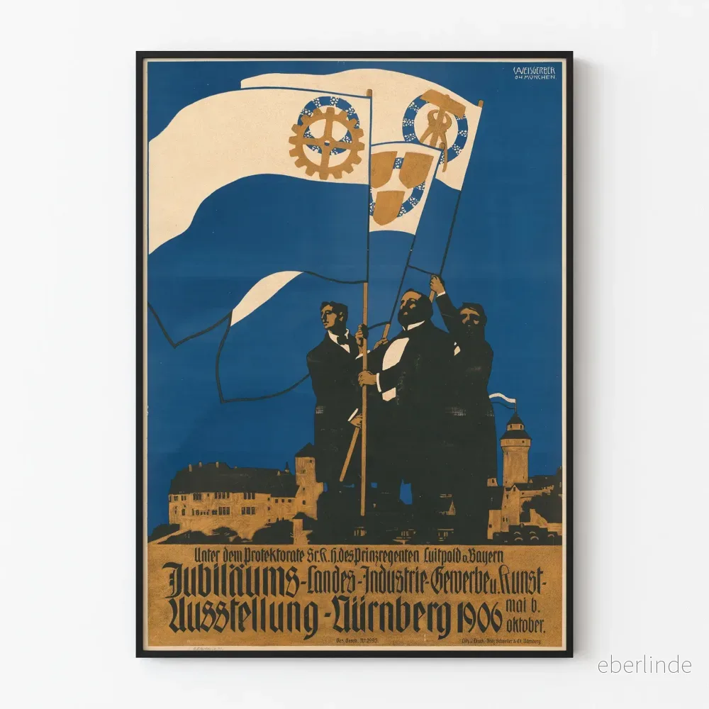 Vintageposter för industriell och konstnärlig utställning Nürnberg 1906