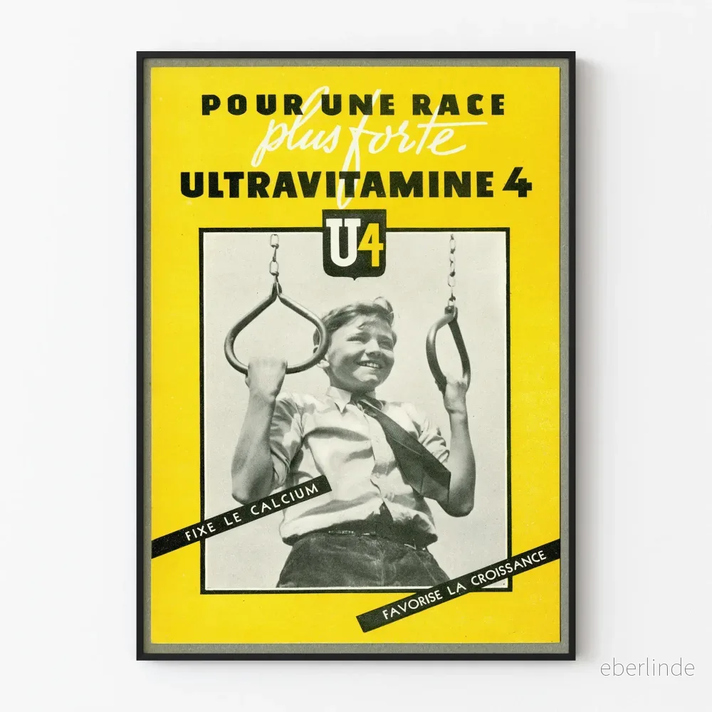 Vintageaffisch Ultravitamine 4 Svart och Gul