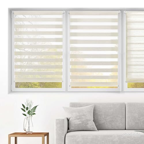 Blindecor Indus dubbelrullgardin fästs utan borrning duo rullgardin i linnefärger 70 x 150 cm (bredd längd) tygstorlek 67 145 8434363290617