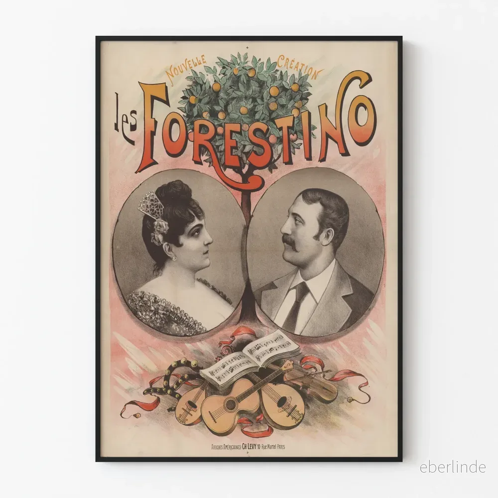 Vintageposter Les Forestino Duo de Chanteurs väggdekoration