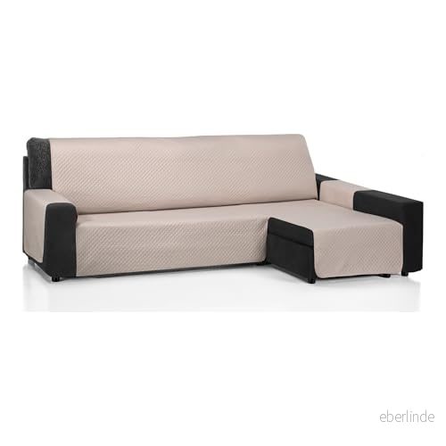 ECOMMERC3 Överdrag för soffa schäslong 240 cm validerat lång höger och vänster arm justerbart sofföverdrag linnefärg 8435767354233