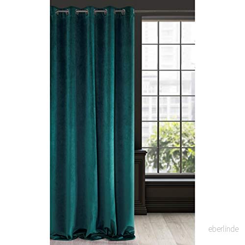 Eurofirany RIA Mörkläggningsgardin, Ogenomskinlig, Satänggardin med Öljetter 1st. Extra Lång Gardin, Elegant, Vanlig, Vardagsrum, Sovrum, Densitet 290 g/m², 140x250 cm, Mörk Turkos 5900811774129