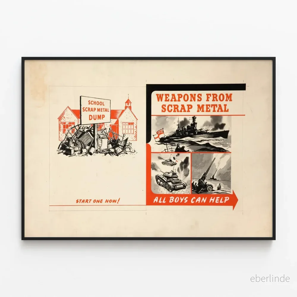 Vintage utbildningsposter – Skrotinsamling för krigsvapen Vintage utbildningsposter – Skrotinsamling för krigsvapen