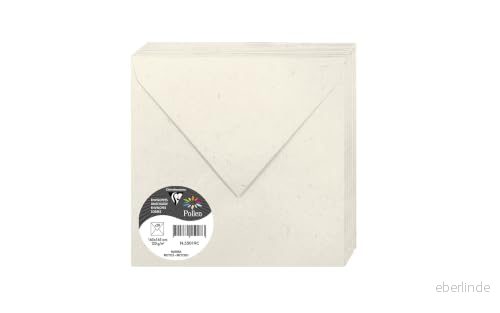 Clairefontaine 55019C Paquet de 20 Enveloppes Auto Adhésives Format 16,5x16,5cm 120g/m² Papier Natura 100% Recyclé Invitation Evènements et Correspondance Gamme Pollen Premium 3329680550191