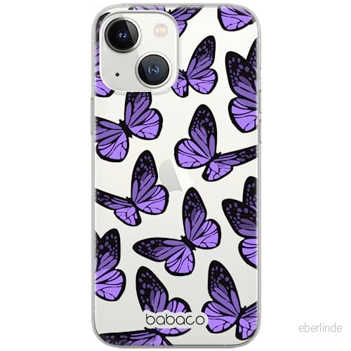 ERT GROUP mobiltelefonfodral för Iphone 13 originalt och officiellt licensierat Babaco mönster Butterflies 002 anpassad till formen på mobiltelefonen, gedeeltelijk transparant 5904805737916