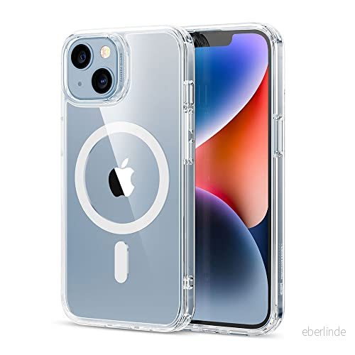 ESR för iPhone 13 fodral och 14 fodral, kompatibelt med MagSafe, Classic Hybrid Magnet mobilskal HaloLock, militärstandard fallskydd, reptålig baksida, klar 4894240149348