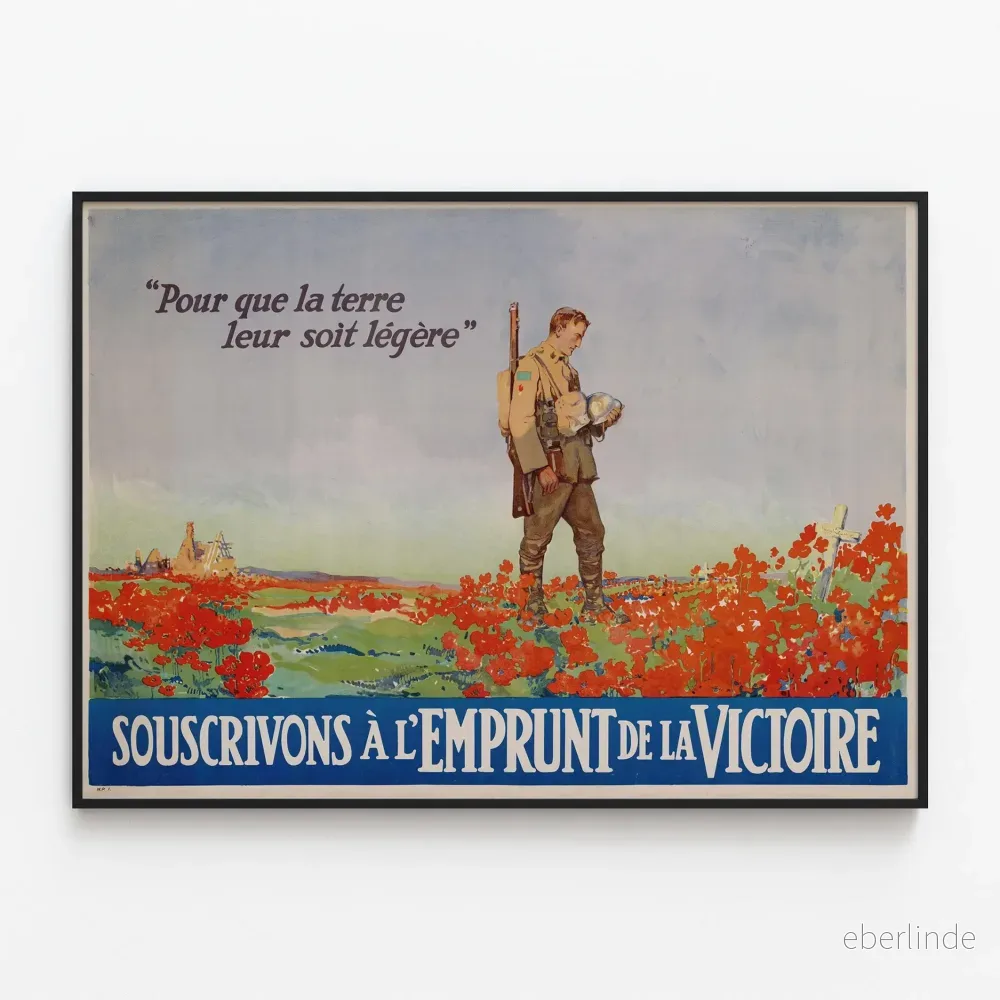 Vintageposter Soldat och vallmo för segerutlåning Vintageposter Soldat och vallmo för segerutlåning