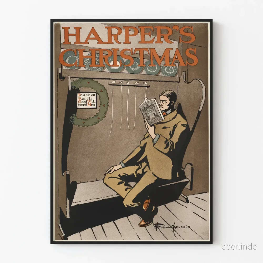 Vintageposter av Harper's julföreläsning vid eldstaden