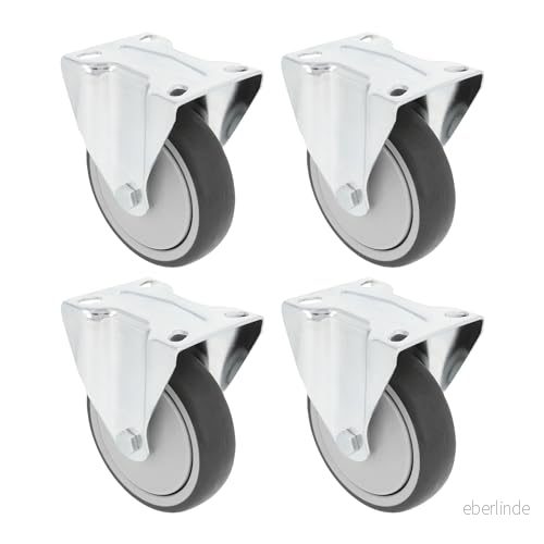 Amig - 4-pack möbelhjul Fast platta Ø100 mm Maximal belastning per hjul 110 kg Stålplatta Tillverkad av gummi Utan broms Idealisk för att flytta industriell utrustning och tunga möbler 8413023930421