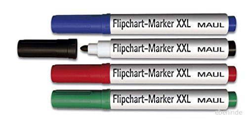 Maul Flipptabellmarkör xxl, Rund Spets 2,53,0 mm, Sorterad, 4 Stycken 4002390026857