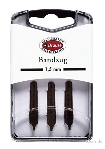 Brause 318015B förpackning med 3 bandfjädrar, 1,5 mm, perfekt för gotiska bokstäver, kalligrafi, 1 pack 4010961180150