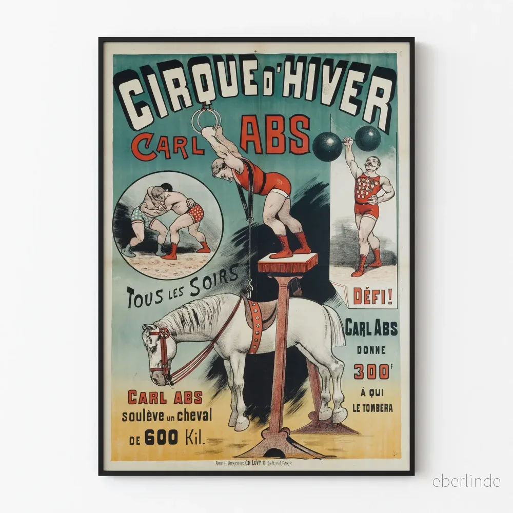 Vintage väggdekor Cirque d'Hiver Carl Abs - Poster med kraft och cirkus