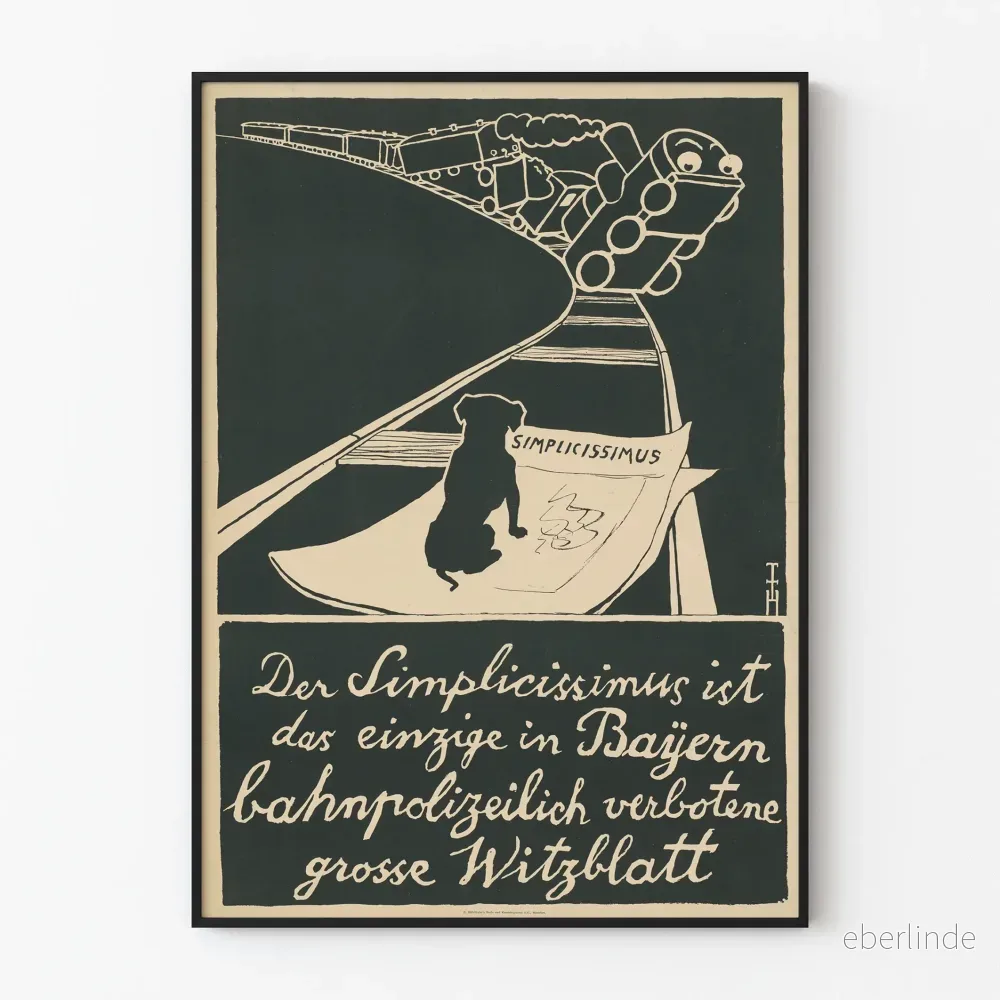 Vintageposter Simplícissimus förbjuden i Bayern - Originell väggdekoration