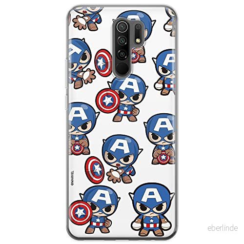 ERT GROUP mobiltelefonfodral för Xiaomi REDMI 9 originalt och officiellt licensierat Marvel mönster Captain America 029 optimalt anpassad till formen på mobiltelefonen, fodral tillverkad av TPU plast 5904805316845