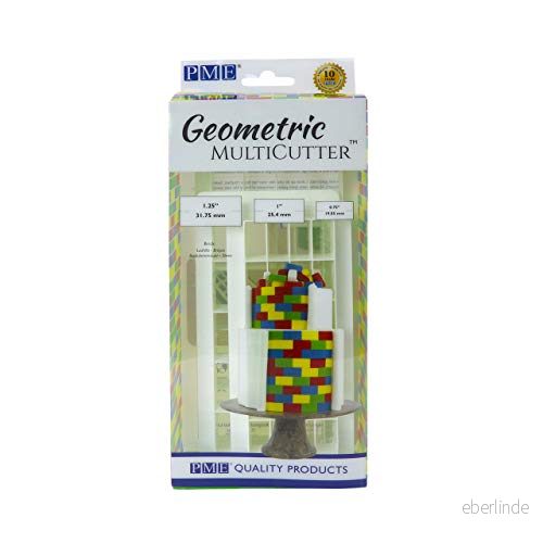 PME GMC174 Geometriska multiskärare för kakdesign tegelsten, medium och stor storlek, set med 3, ABS plast 5060543480870